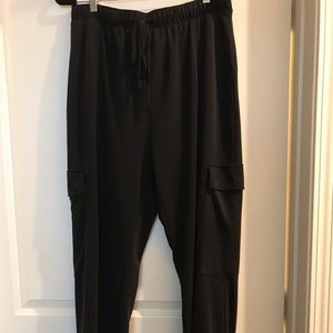 Open edit black drawstring cargo pants
